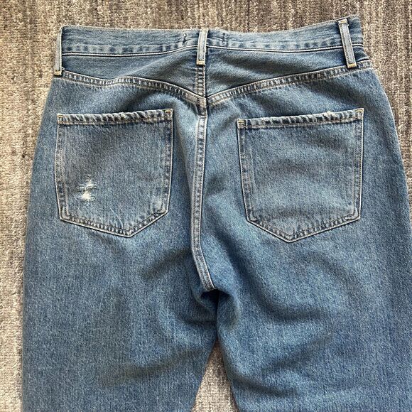 Agolde Distressed Riley Jeans, High Rise, Button Fly, Size 28 (6) - Picture 9 of 10